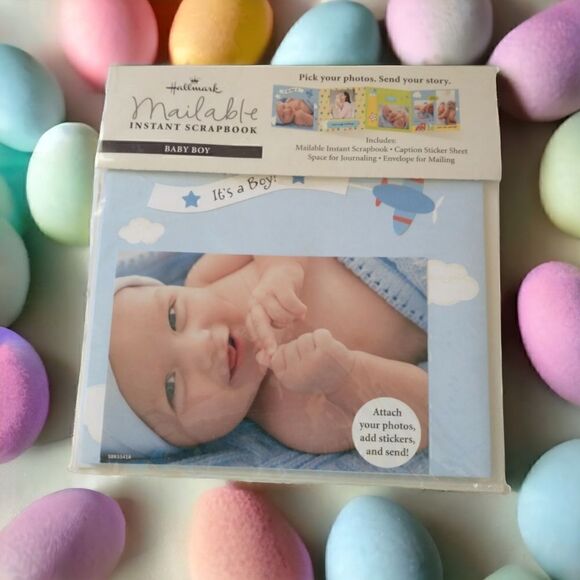 Hallmark Instant Scrapbook Sealed Mailable Baby Boy Brag Book NWT Blue Pastel - Picture 8 of 10